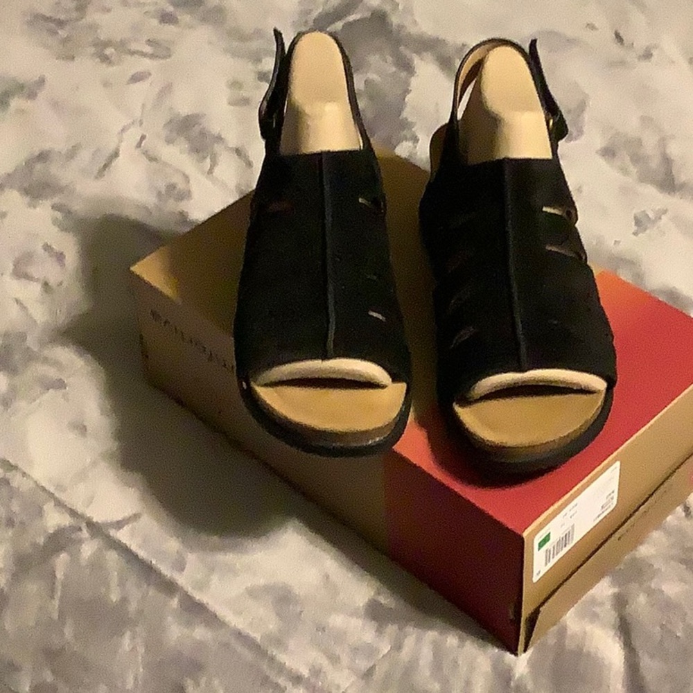 Comfortiva Black Suede Slingback Sandals